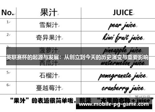 英联赛杯的起源与发展：从创立到今天的历史演变与重要影响